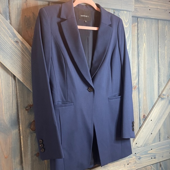 Lafayette 148 New York Blue Sport Coat Classic Tailored Blazer Virgin Wool - Picture 2 of 7